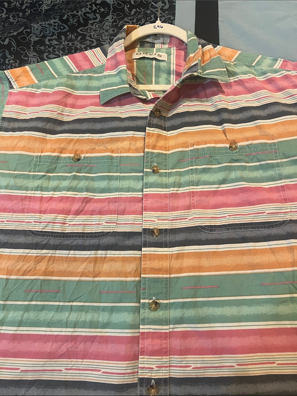 Orvis Multi-Color Striped Short-Sleeve Button-Down Shirt